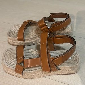 Zara Leather chunky platform sandals (Size 36), never worn!